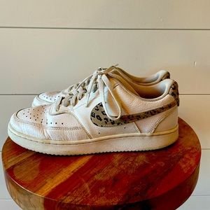 Nike Court Vision Low, Leopard Swoosh. Women’s Size 10.